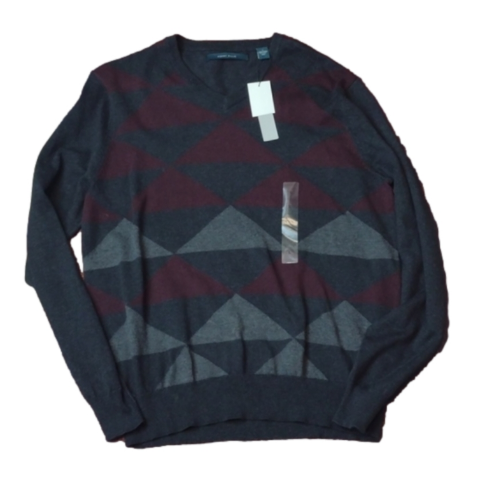 Perry ELLIS - port principles burgundy and gray sweater size large